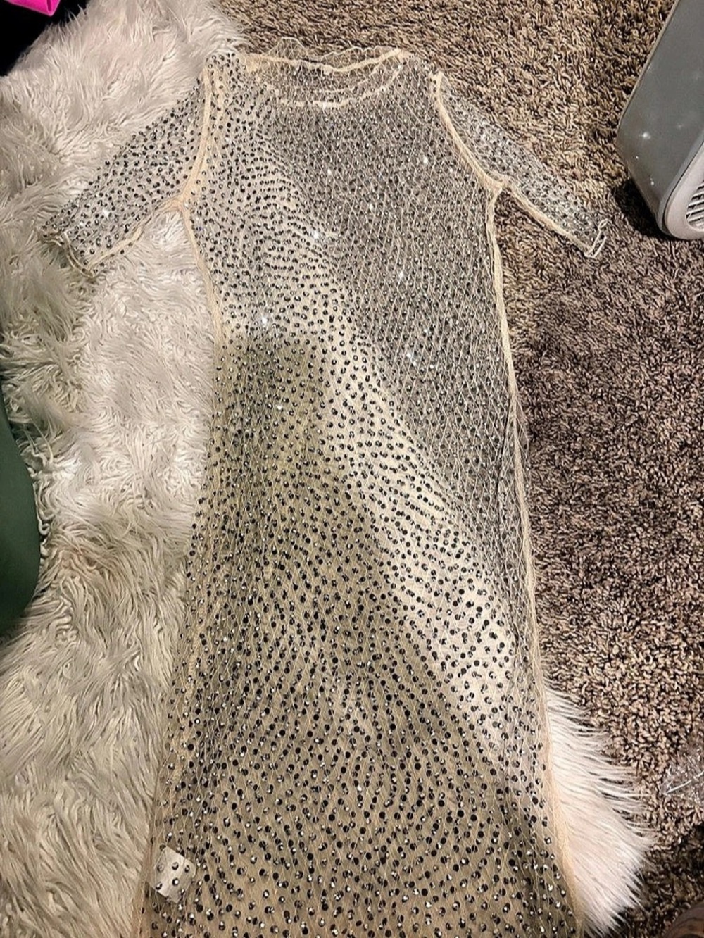 Sequin Crop Top in Beige Like New